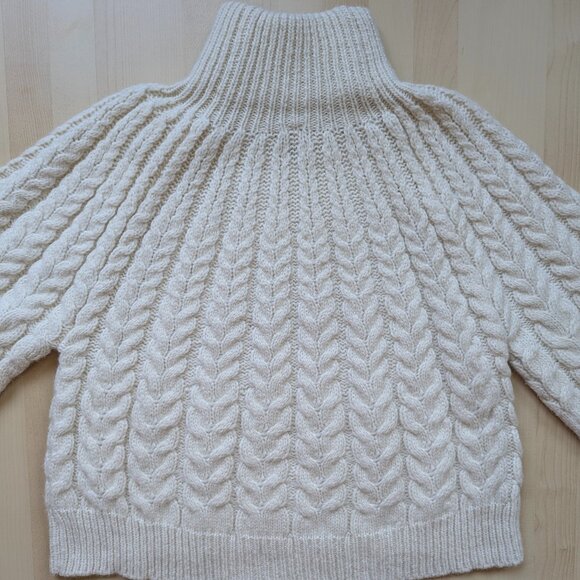 Faherty Frost Cable Knit Chunky Baby Alpaca Wool Made in Peru Coastal Sweater - Picture 8 of 12